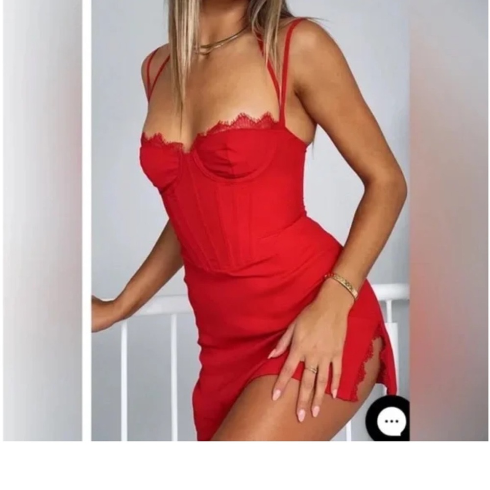 White Fox red corset mini dress